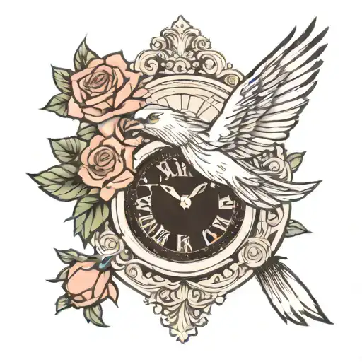 Rose Clock Bird Flying