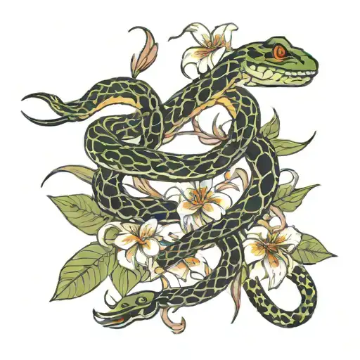 Snake And Lycoris Radiata