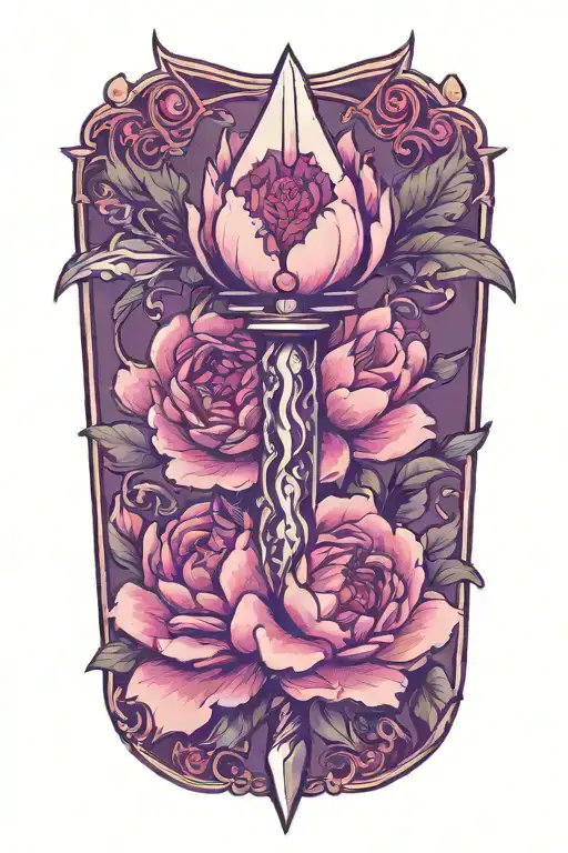 Traditional Dagger With Peony Flower