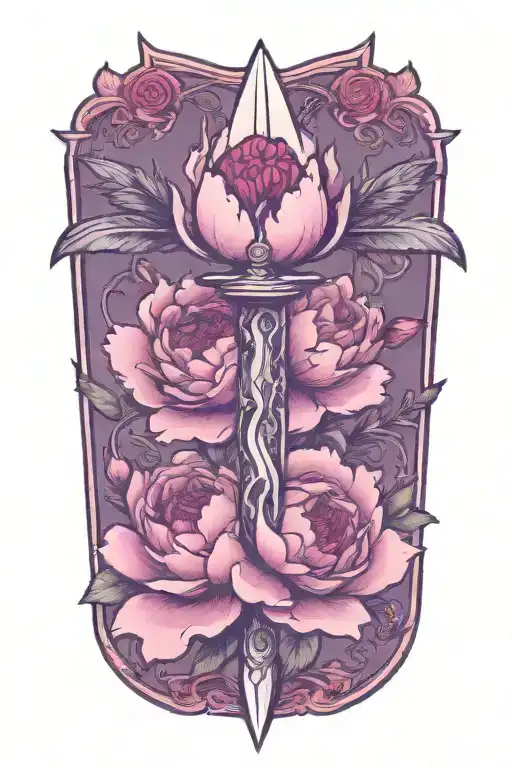Traditional Dagger With Peony Flower