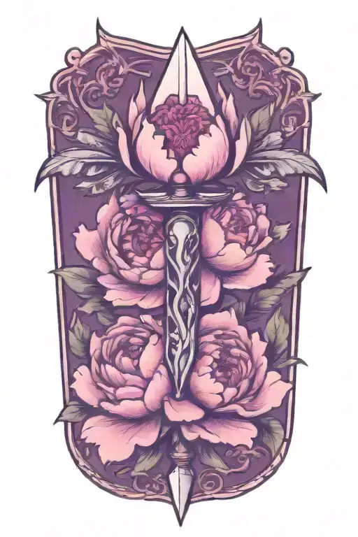 Traditional Dagger With Peony Flower