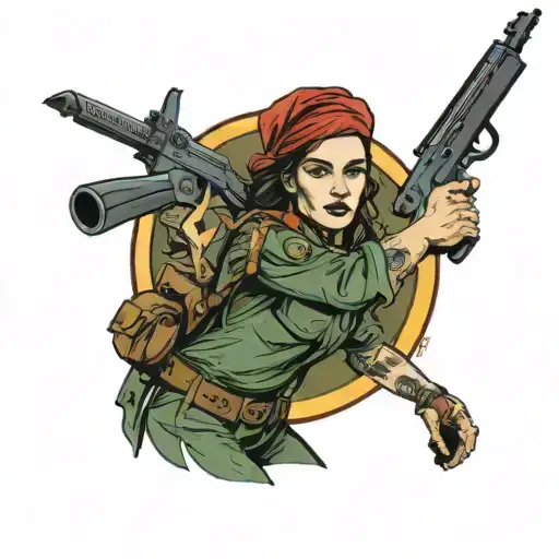 An International Brigades Woman With A Weapon In Color