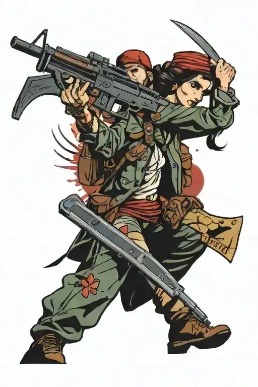 An International Brigades Woman With A Weapon In Color
