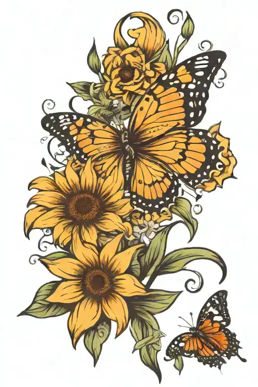 Butterfly Sunflower Lily