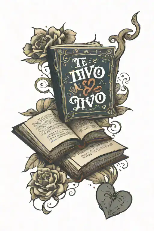 Open Book With The Words Te Vivo Coming From The Pages With A Heart Also Floating Above