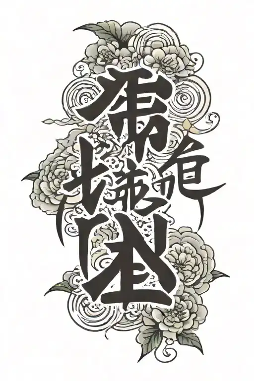 Love And Humble In Japanese Writing On The Middle Of The Back Going Down Verticle