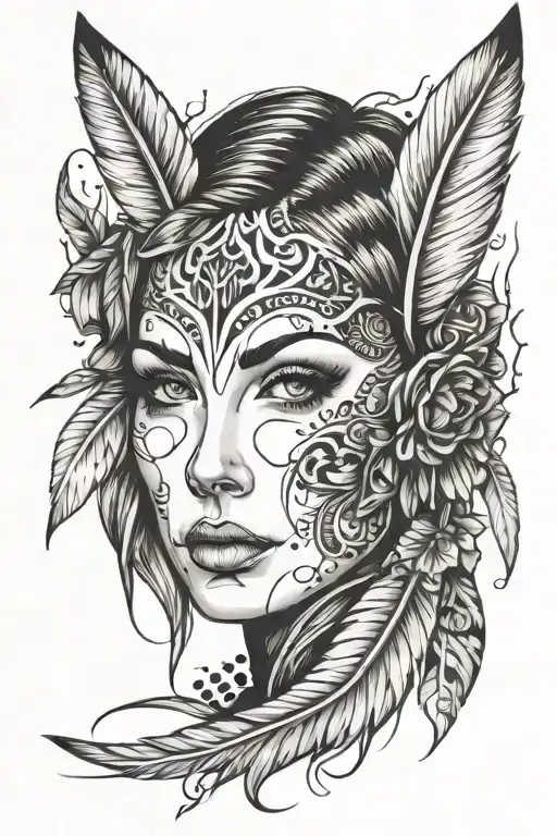 Woman Face Inside Feather