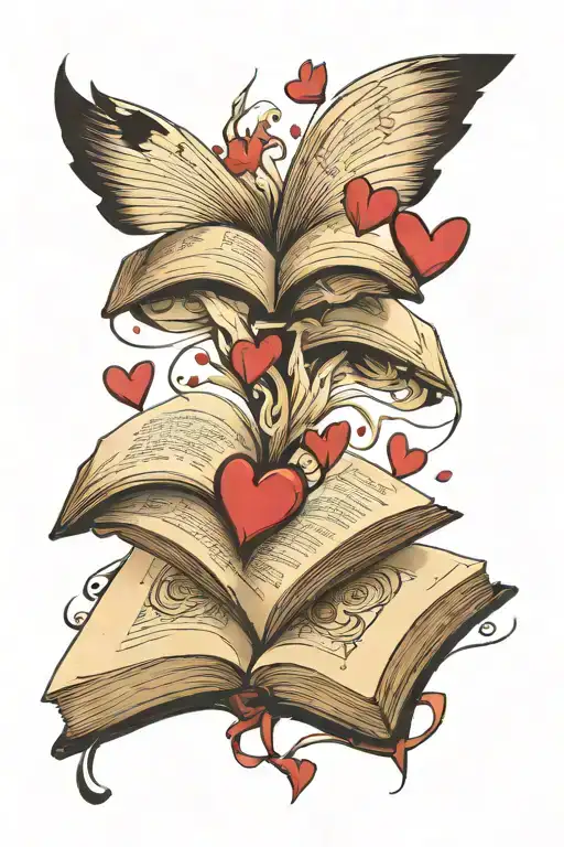 Open Book With Pages That Have Te Vivo Floating Out Of Them With Hearts