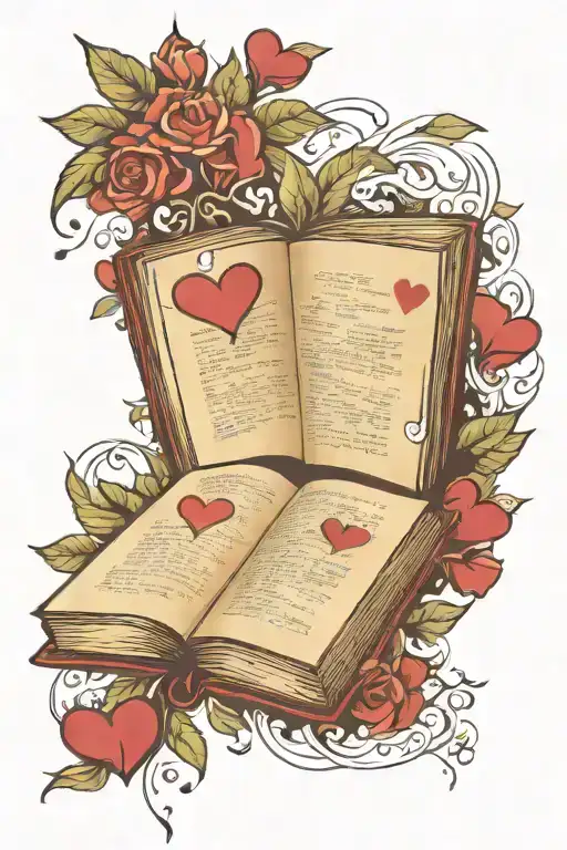 Single Open Book With Pages That Have The Words To Vivo Floating Off With Hearts