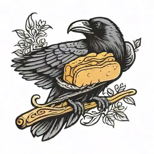 Raven Holding A Loaf Of Bread