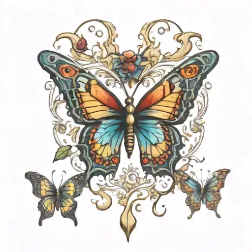 Neck Tattoo Of September Birth Stone Colour Into A Butterfly