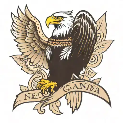 A Eagel And Guiter With Paper Wrap Around With Grandma And Grandpa Text On It