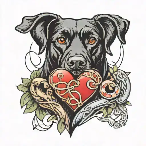 Black Lab And Heart Intertwined