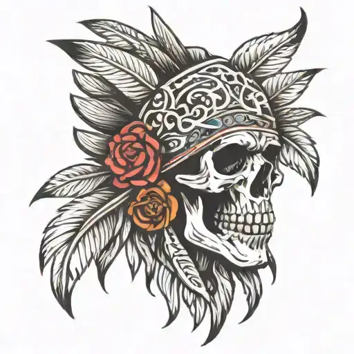 Skull Wearing Headdress