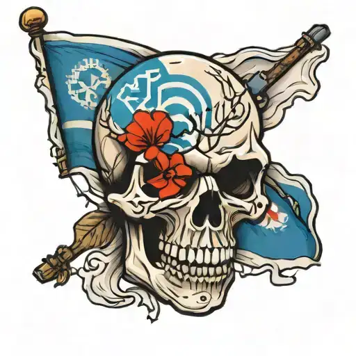 Skull With Korean Flag
