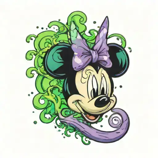 Mickey Mouse Ears Green And Purple Water Color