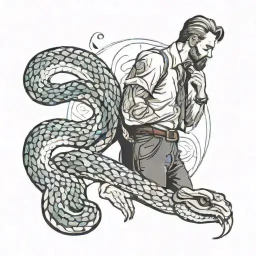 Snake And Man Holding