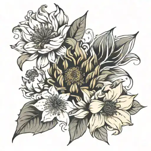 Lily Sunflower Peony Flowers