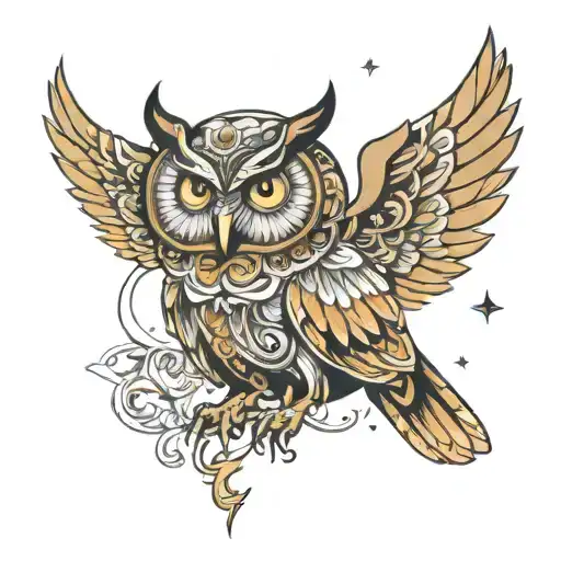 Celestial Owl For A Guy Born On Lunar Eclipse Merging