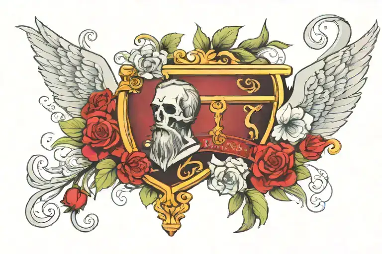 Roman Chest Tattoo Design Featuring Vedi Vini Vici