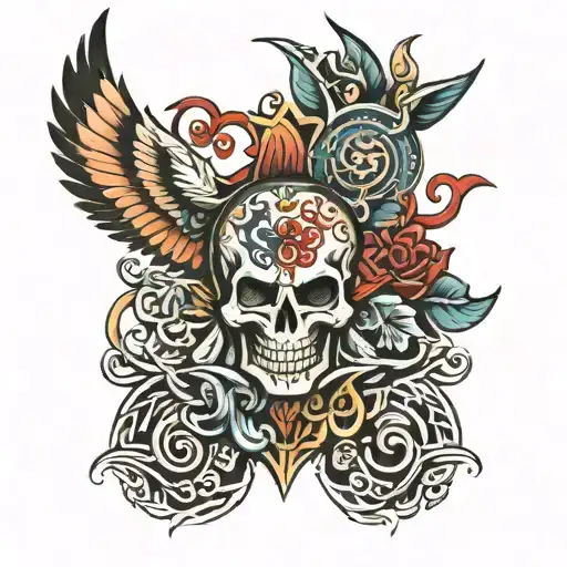 Small Color Tattoo Men Representative Elements