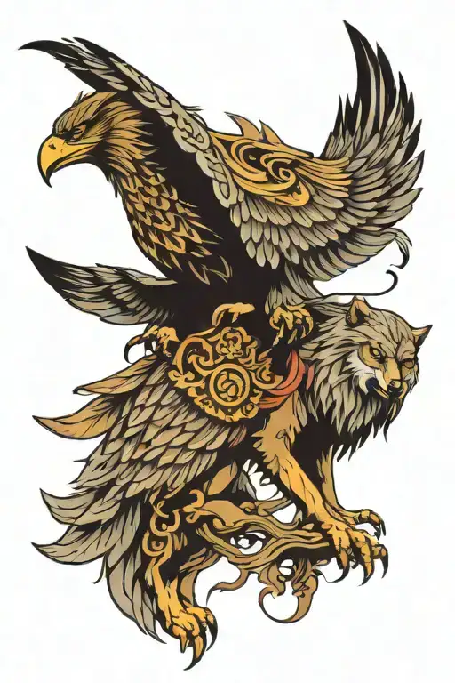 Wolf With An Eagle