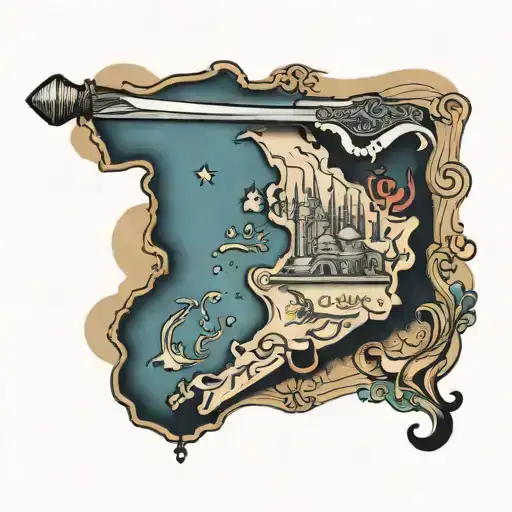 Syrian Map With Sword