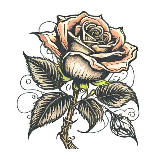 Single Rose Bud On Stem Wrapped