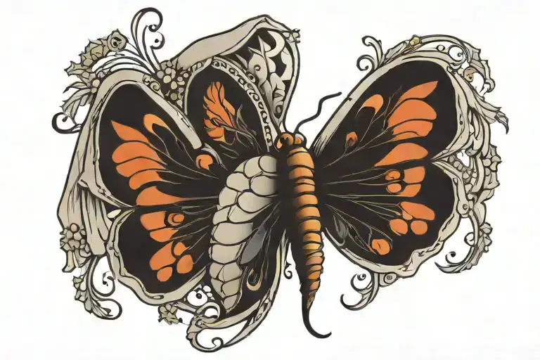 A Neo-traditional Style Tattoo Of A Moth Emerging From Its Cocoon