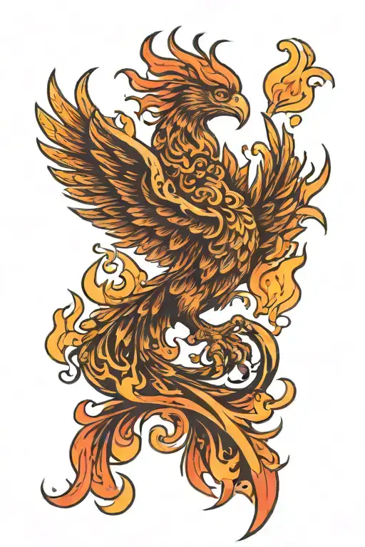 Phoenix Rising From Fire Flames Left Arm Sleeve