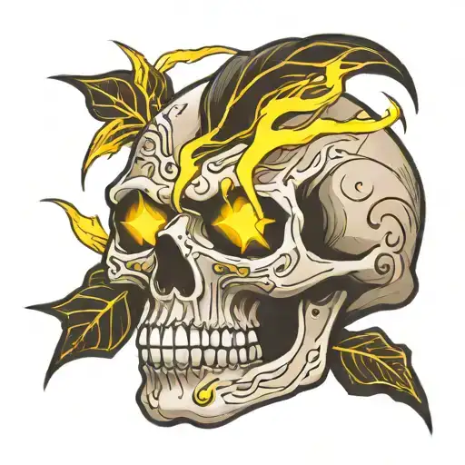 Yellow Lightning On The Skull