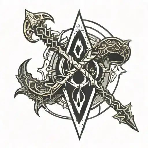 Elders Scrolls Skyrim Logo On Forearm And Wrapping Around Back