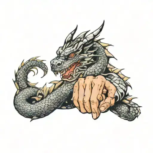 Dragon Wrapped Around Hand