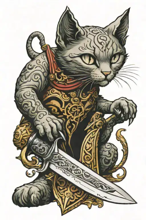 Kindjal Dagger With Horro Cat Emerging From The Side Of The Blade