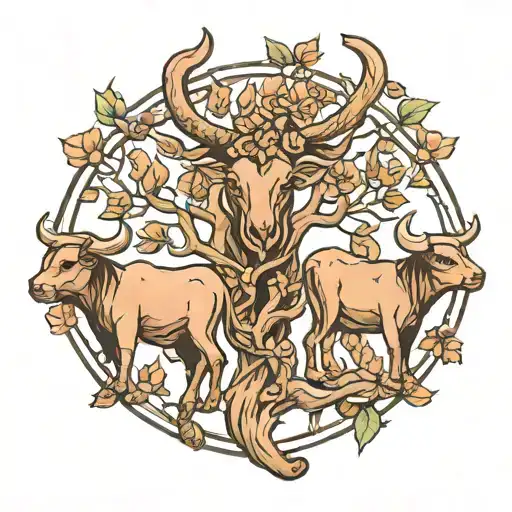 Married Taurus Bull Family Tree Intertwined