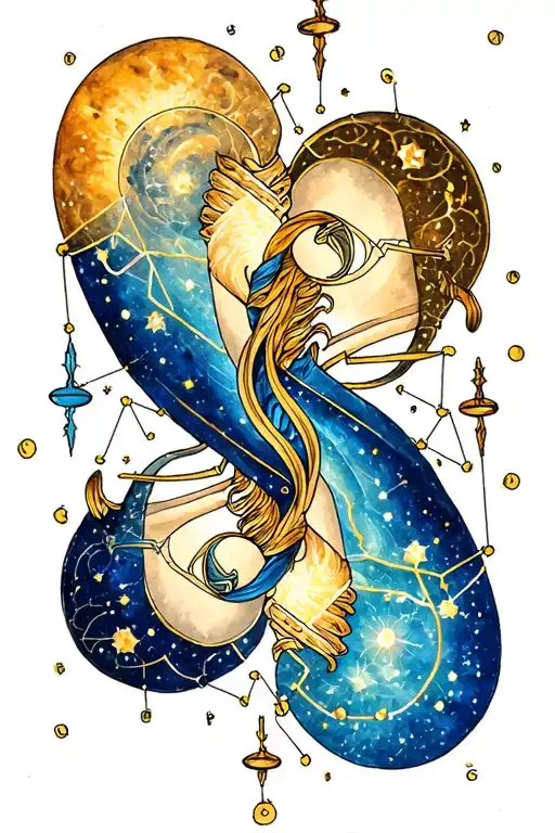 Libra And Aquarius Constellation Merging Together