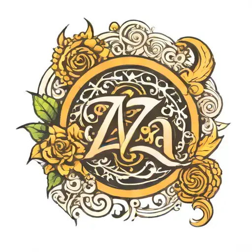 Letters Za With Sun Holiday Design Within