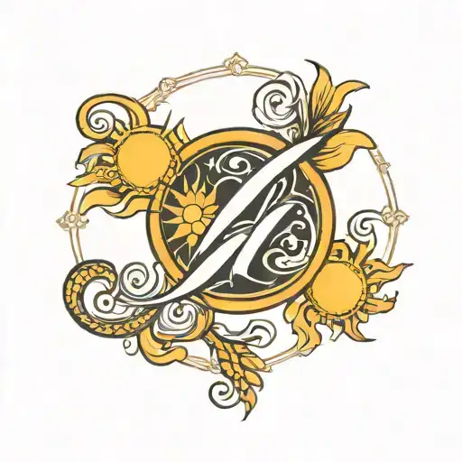 Za Letters With Sun Holiday Design Within