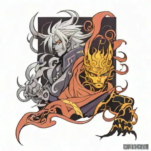 Susanoo And Kurama Naruto Characters Half Face