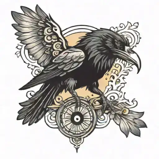 A Descending Raven With Three Eyes