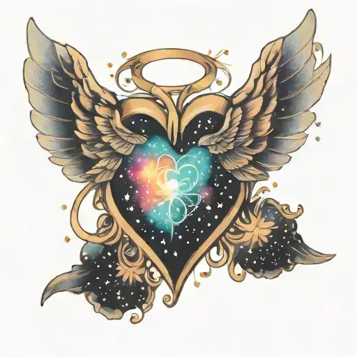 An Ethereal Heart With Wings Surrounded With The Galaxy