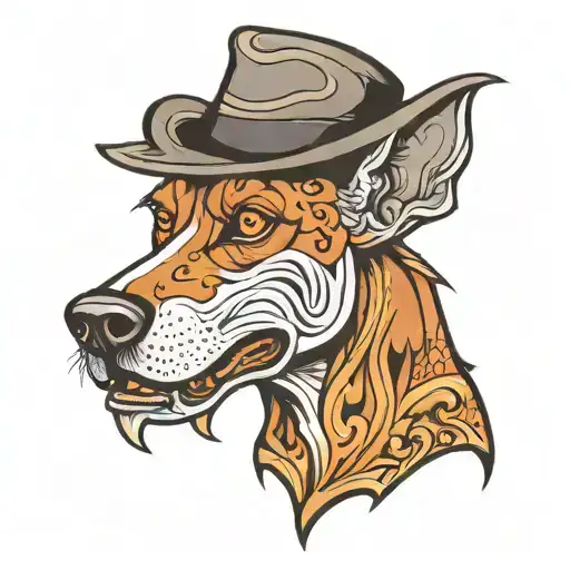 Hell Hound Dog Wearing Fedora