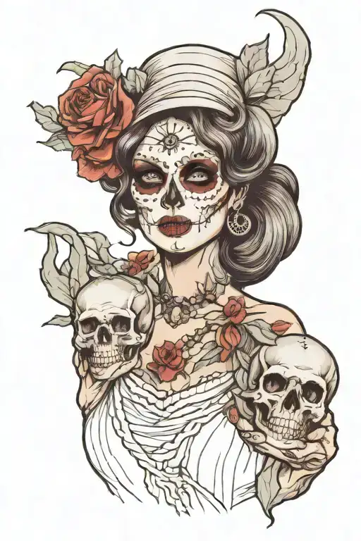 Lady With Skull In Hand Holding