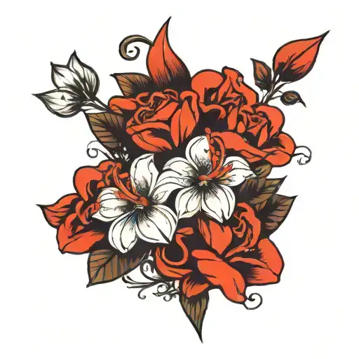 Red Gemini Sign With Flower On Tip