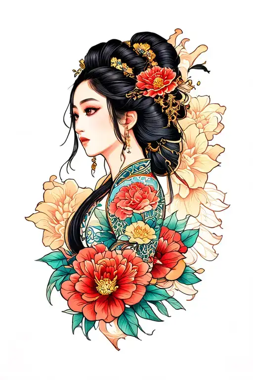Full Color Japanese Sleeve Tattoo Design
