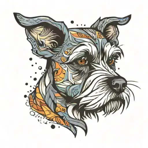 Miniature Schnauzer Dog Half Of Face Abstract Representation