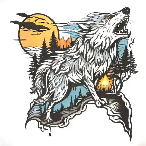 Wolf Howling In A Camp Ground