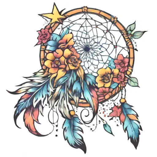 Rainbow Stars Dream Catcher Entangled