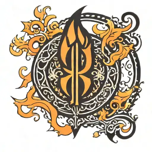 She-male Gender Symbol With Flames