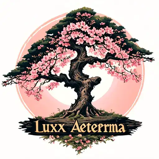 Cherry Blossom Tree With 'Lux Aeterna' Engraved Into The Wood